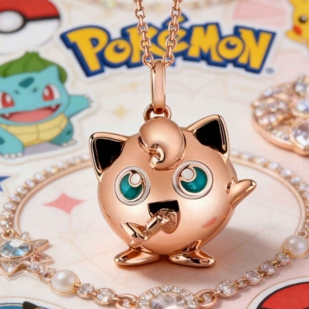 Rose Gold Edition Pokemon Jigglypuff "Singing Star" 3D Pendant - Picture 6 of 7